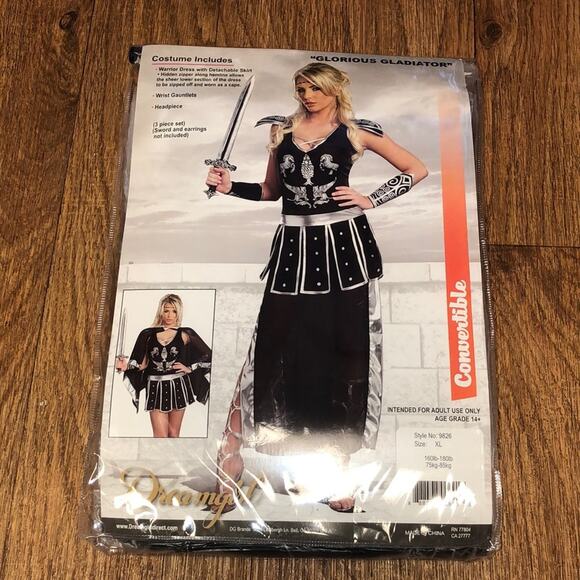 Dreamgirl Glorious Gladiator Convertible Halloween Costume Size XL - Picture 5 of 8